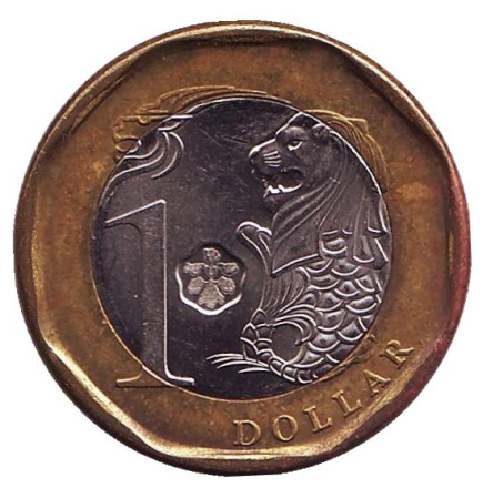 Монета 1 доллар. 2017 год, Сингапур. Мерлион.