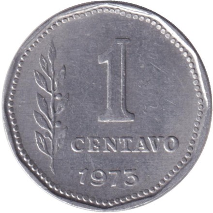 Монета 1 сентаво. 1973 год, Аргентина.