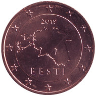 Монета 1 цент, 2019 год, Эстония. Монета 1 цент, 2019 год, Эстония.