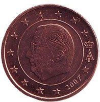 Монета 1 цент. 2007 год, Бельгия.