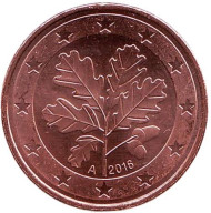 Монета 5 центов. 2016 год (А), Германия. Монета 5 центов. 2016 год (А), Германия.