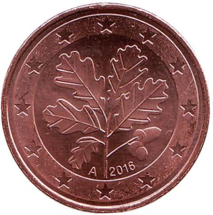 Монета 5 центов. 2016 год (А), Германия.