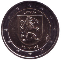 Курземе. Исторические области Латвии. Монета 2 евро. 2017 год, Латвия.