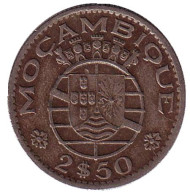 Монета 2,5 эскудо. 1954 год, Мозамбик в составе Португалии. Монета 2,5 эскудо. 1954 год, Мозамбик в составе Португалии.