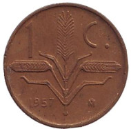 Монета 1 сентаво. 1957 год, Мексика.