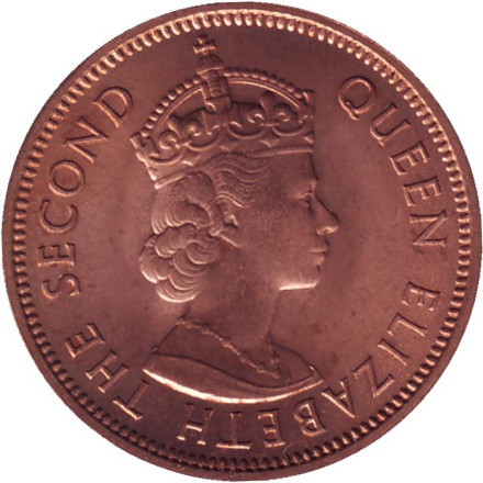 Монета 2 цента. 1965 год, Маврикий. Состояние - aUNC. Монета 2 цента. 1965 год, Маврикий. Состояние - aUNC.