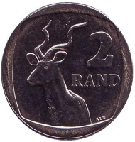 Монета 2 ранда. 2008 год, ЮАР. Антилопа.