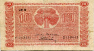 Бона 10 марок. 1945 год, Финляндия.  Бона 10 марок. 1945 год, Финляндия.