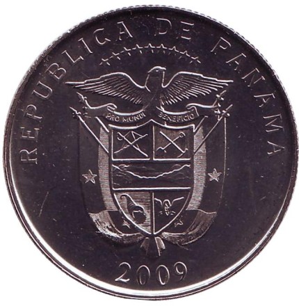 Монета 50 сентесимо. 2009 год, Панама. UNC. 100 лет Национальному банку Панамы. Монета 50 сентесимо. 2009 год, Панама. UNC. 100 лет Национальному банку Панамы.