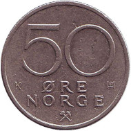 Монета 50 эре. 1984 год, Норвегия. Монета 50 эре. 1984 год, Норвегия.