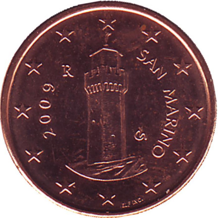 Монета 1 цент. 2009 год, Сан-Марино.