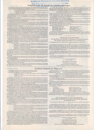 Кассовый конверсионный знак 1000 франков. Конверсионная Касса Управления по немецким долгам за границей. Берлин, 1935 год, Третий рейх. Кассовый конверсионный знак 1000 франков. Конверсионная Касса Управления по немецким долгам за границей. Берлин, 1935 год, Третий рейх.