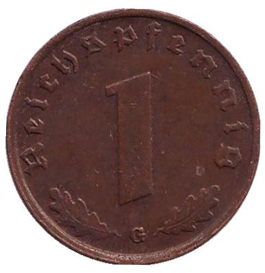 Монета 1 рейхспфенниг. 1939 год (G), Третий Рейх.