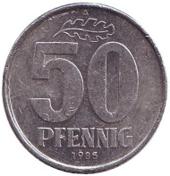 Монета 50 пфеннигов. 1985 год (A), ГДР. Монета 50 пфеннигов. 1985 год (A), ГДР.