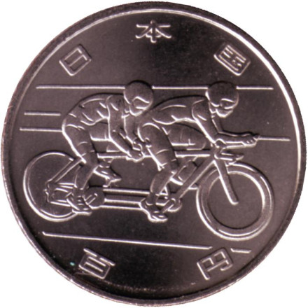 Монета 100 йен. 2020 год, Япония. Велоспорт. XXXII летние Олимпийские игры 2020 (Токио).