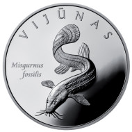 Монета 50 литов. 2010 год, Литва. Вьюн обыкновенный. Монета 50 литов. 2010 год, Литва. Вьюн обыкновенный.