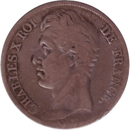 Монета 2 франка. 1828 год, Франция. (С точкой перед "DE FRANCE")