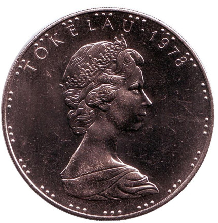 Монета 1 тала. 1978 год, Токелау. Кокос. Монета 1 тала. 1978 год, Токелау. Кокос.