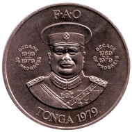 Монета 2 паанга. 1979 год, Тонга. ФАО. Управление морскими ресурсами. Горбатый кит. 10 лет прогресса. Монета 2 паанга. 1979 год, Тонга. ФАО. Управление морскими ресурсами. Горбатый кит. 10 лет прогресса.