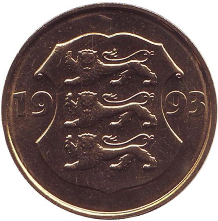 Монета 5 крон, 1993 год, Эстония. Без отметки "M" Косуля. 75 лет Эстонской республике. Монета 5 крон, 1993 год, Эстония. Без отметки "M" Косуля. 75 лет Эстонской республике.