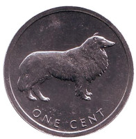 Бордер-колли. Собака. Монета 1 цент. 2003 год, Острова Кука.