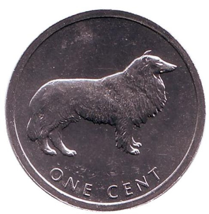 Монета 1 цент. 2003 год, Острова Кука. Бордер-колли. Собака.