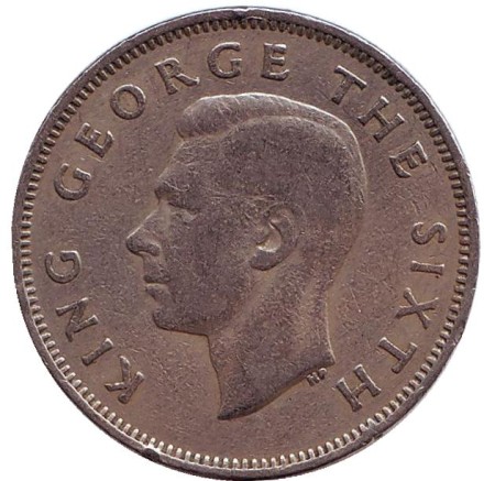 Монета 1 флорин. 1948 год, Новая Зеландия. Киви (птица). Монета 1 флорин. 1948 год, Новая Зеландия. Киви (птица).