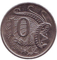 Монета 10 центов. 1994 год, Австралия. Лирохвост. Монета 10 центов. 1994 год, Австралия. Лирохвост.