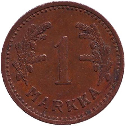 Монета 1 марка. 1941 год, Финляндия. 