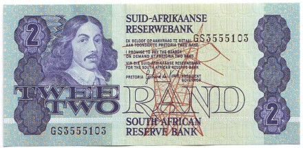 Банкнота 2 ранда. ЮАР. Ян ван Рибек.