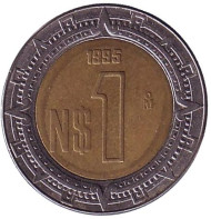 Монета 1 песо. 1995 год, Мексика. Монета 1 песо. 1995 год, Мексика.