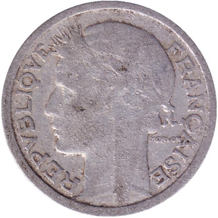 Монета 1 франк. 1945 год (C), Франция. Монета 1 франк. 1945 год (C), Франция.