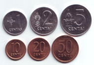 Набор монет Литвы (6 шт). 1991 гг., Литва. Набор монет Литвы (6 шт). 1991 гг., Литва.