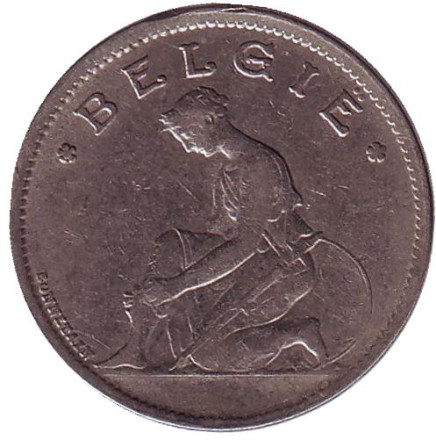 Монета 1 франк. 1934 год, Бельгия. (Belgie)