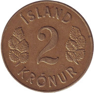Монета 2 кроны. 1946 год, Исландия. Монета 2 кроны. 1946 год, Исландия.