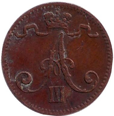 Монета 1 пенни. 1883 год, Финляндия в составе Российской Империи. Монета 1 пенни. 1883 год, Финляндия в составе Российской Империи.