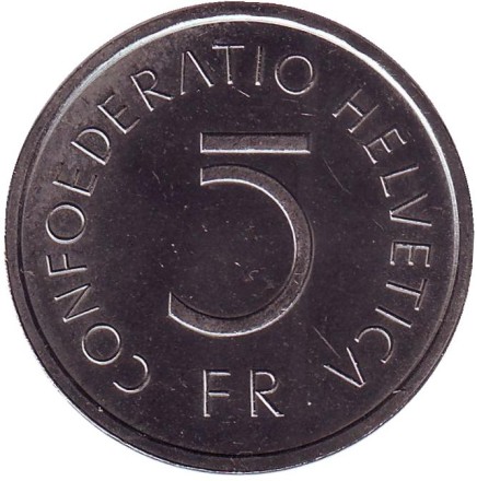 Монета 5 франков. 1976 год, Швейцария. 500 лет битве при Муртене. Монета 5 франков. 1976 год, Швейцария. 500 лет битве при Муртене.