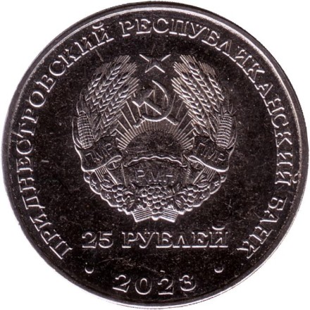 Монета 25 рублей. 2023 год, Приднестровье. 80 лет Сталинградской битве. Монета 25 рублей. 2023 год, Приднестровье. 80 лет Сталинградской битве.