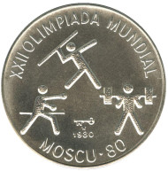 Монета 10 песо. 1980 год, Куба. Серебро 999! XXII летняя олимпиада в Москве.