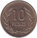 Монета 10 песо, 1992 год, Колумбия.