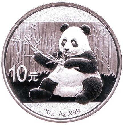 Монета 10 юаней, 2017 год, Китай. Панда.