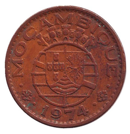 Монета 1 эскудо. 1974 год, Мозамбик в составе Португалии.