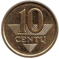 Монета 10 центов. 2007 год, Литва. Из обращения. Монета 10 центов. 2007 год, Литва. Из обращения.