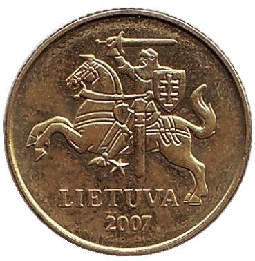 Монета 10 центов. 2007 год, Литва. Из обращения. Монета 10 центов. 2007 год, Литва. Из обращения.