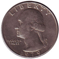 Монета 25 центов. 1979 год, США. Вашингтон. Монета 25 центов. 1979 год, США. Вашингтон.