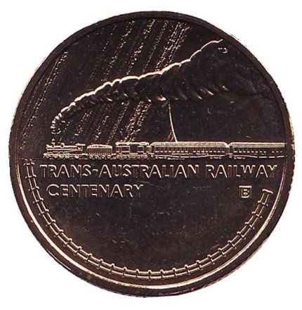 Монета 1 доллар. 2017 год, Австралия. (Отметка: "B") 100 лет Транс-Австралийской железной дороге.