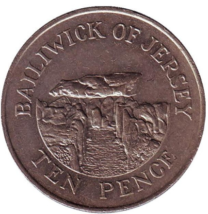 Монета 10 пенсов, 1988 год, Джерси. Дольмен.