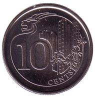 Монета 10 центов, 2013 год, Сингапур. Архитектура. Монета 10 центов, 2013 год, Сингапур. Архитектура.