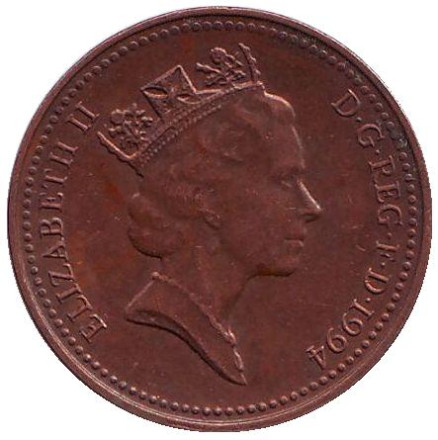 Монета 1 пенни. 1994 год, Великобритания.