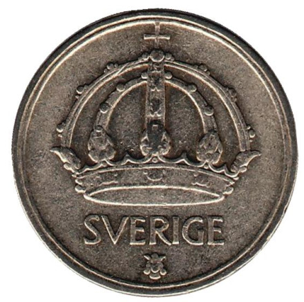 Монета 25 эре. 1950 год, Швеция. Монета 25 эре. 1950 год, Швеция.